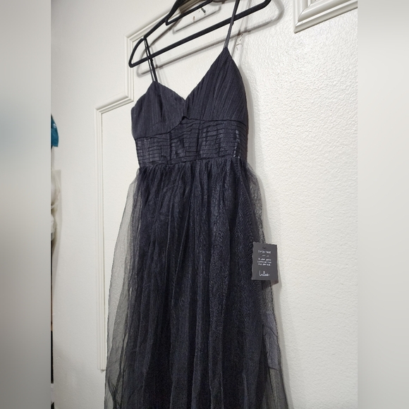 Lulus Convincingly Graceful Black Tulle Sleeveless Maxi Dress Wedding Party Prom - Picture 7 of 9
